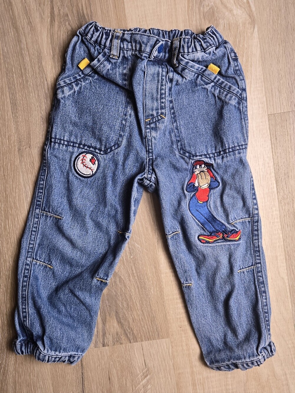 Vintage Disney Character Goofy Denim Kids Pants, Size 4T